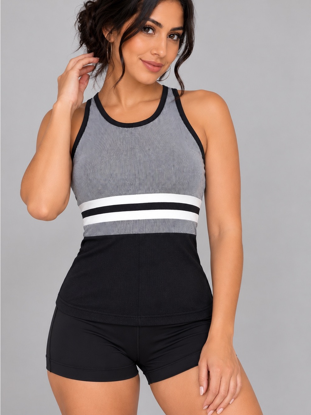 Athleta Gray & Black Racerback Athletic Tank